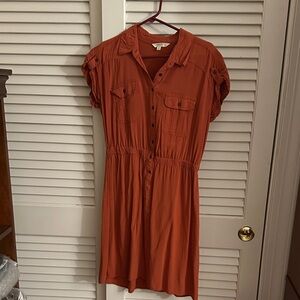 Sonoma Women's Rust Button-Up Mini Dress
